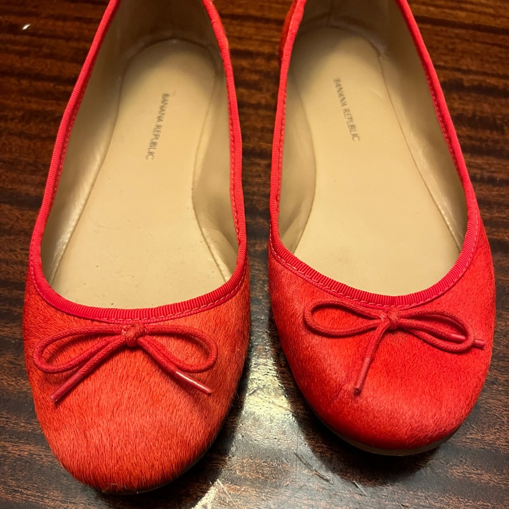 Red Haircalf Banana Republic Flats